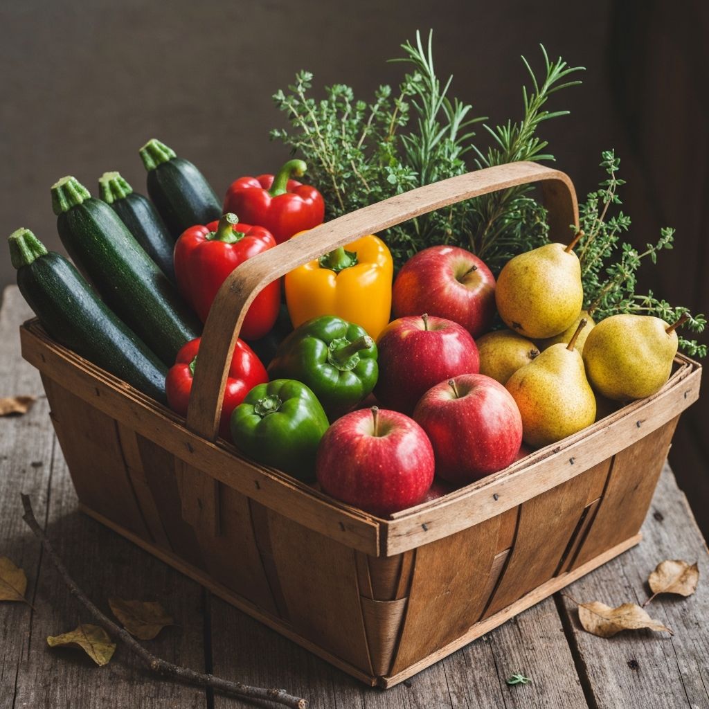 Korb mit frischem Gemüse vom Markt